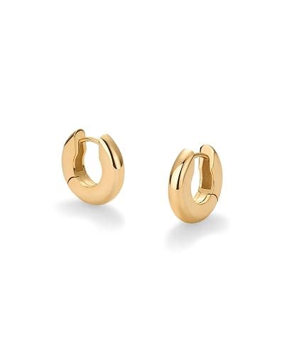 PAVOI 14K Gold Plated Chunky Huggies Earrings for Women - 925 Sterling Silver Posts Small Gold Huggie Hoop Earrings - Ultra Thick Hoops Trendy Jewelry thumbnail 3