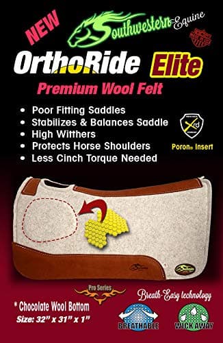 Southwestern Equine OrthoRide Made in USA Premium All Wool Build up, Saddle Pad Western, Classic Contour Saddle Pad, Ortho Pad Horse Saddle Pad, Saddle Blanket, 30x30 & 31x32 thumbnail 2