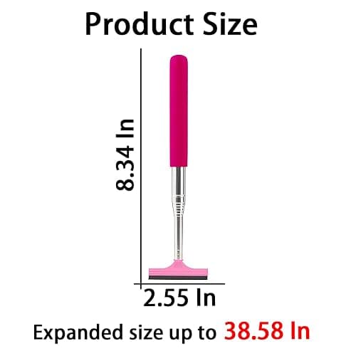 Car Rearview Mirror Wiper, Retractable Auto Glass Squeegee, Water Cleaner with Telescopic Long Rod, Portable Cleaning Tool for All Vehicles, Universal Automotive Accessories (Pink) thumbnail 2