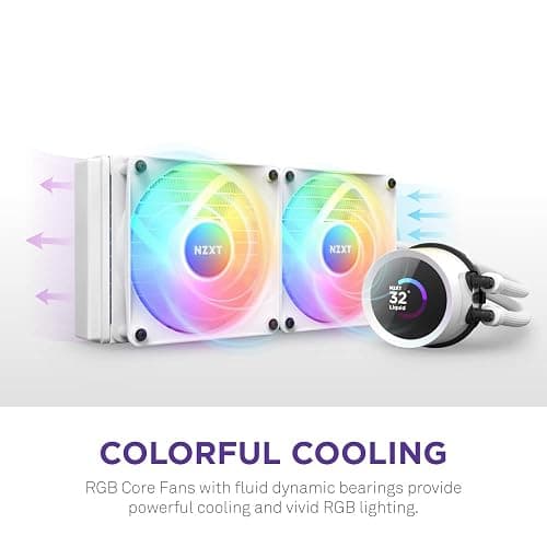 NZXT Kraken 240 RGB - 240mm AIO CPU Liquid Cooler - RL-KR240-W1 - Customizable 1.54" Square LCD Display for Images, Performance Metrics - High-Performance Pump - White thumbnail 6