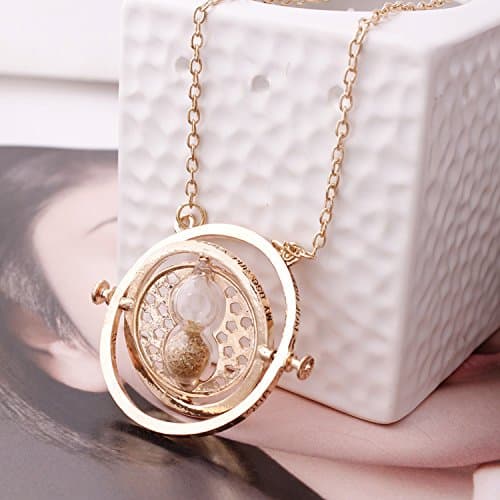 Harry Potter Gold Tone 3D Hourglass Necklace Pendant Time Turner Hermione Pendant Necklace Hermione Granger Rotating Spins Gold Plated Lover's Jewelry thumbnail 4