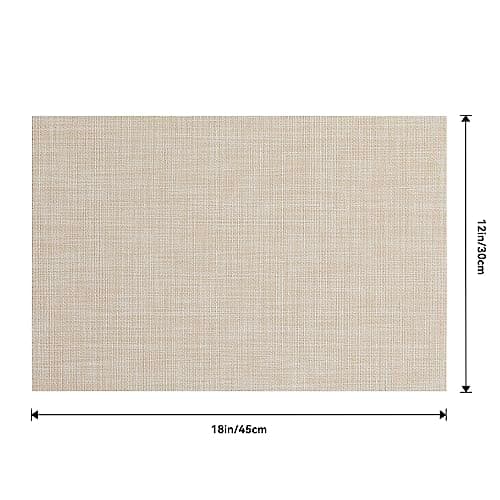 Leetaltree Beige Placemats Set of 4 - Heat-Resistant, Non-Slip Table Mats, Washable Woven Vinyl for Indoor & Outdoor Dining thumbnail 9