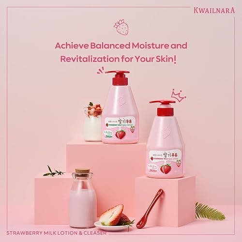 Kwailnara Strawberry Milk Body Wash & Lotion Set (19.75 Oz Each) – 2-Piece Korean Skincare Duo for Hydrated & Smooth Skin | Milk Protein, Royal Jelly & Exfoliating Strawberry Extract | Paraben-Free thumbnail 2