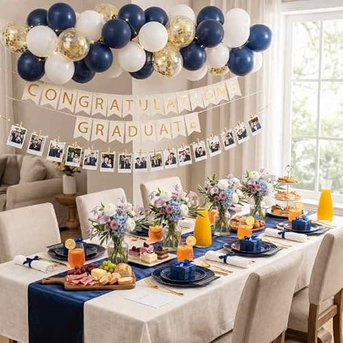 NOCCUR 350PCS Navy Blue Plastic Plates - Blue Disposable Dinnerware Set for 50 Guests, 100 Dinner/Dessert Plates, 150 Gold Silverware, 50 Cups&50 Napkins for Party/Wedding/Graduation/Independence Day thumbnail 9