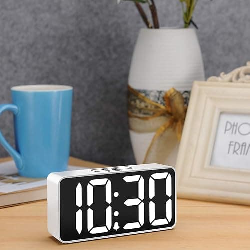 DreamSky Small Digital Alarm Clock for Bedroom, Large Big Numbers Display with Brightness Dimmer, Electric Bedside Desk Clock with USB Charging Port, Adjustable Alarm Volume, USB-C Adapter Powered thumbnail 2
