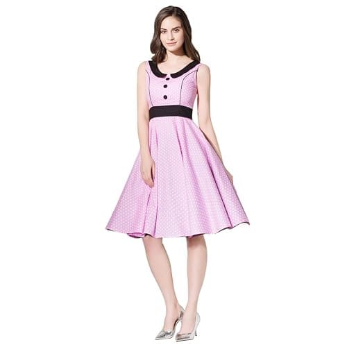 50's Retro Cocktail Summer Tea Dress Women's Rock Floral Polka Dot Dress Swing Party Dress thumbnail 3
