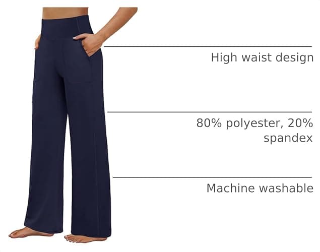 FireSwan Yoga Pants Women High Waist Wide Leg Pants with Pockets | Buttery Soft, 4-Way Stretch, Breathable, Loose, Dress, Casual, Lounge, Sweatpants thumbnail 4