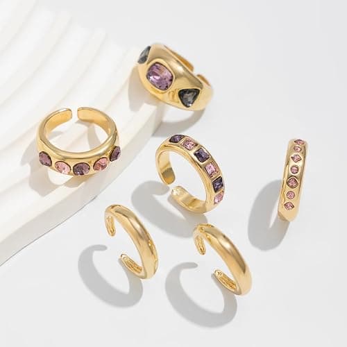 Chunky Gold Rings for Women Non Tarnish Silver Chunky Rings Set Adjustable Thick Statement Ring Gold Stackable Ring for Women Trendy Fashion Silver Jewelry thumbnail 8