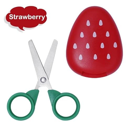 AKOAK 1 Count Paper Scissors, Children's Safety Paper Cuttings Scissors, Creative Fruit Scissors and Refrigerator Magnets are the Home Decorations for Students/Children (Strawberry) thumbnail 4