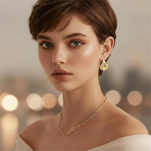 RYHIX Gold Plated Hoop Earrings for Women 14K Gold Plated Earrings for Women 14 Karat Hoops Earring Hypoallergenic Twisted Irregular-Shaped Design Hoops Earring for Womens 25mm thumbnail 2