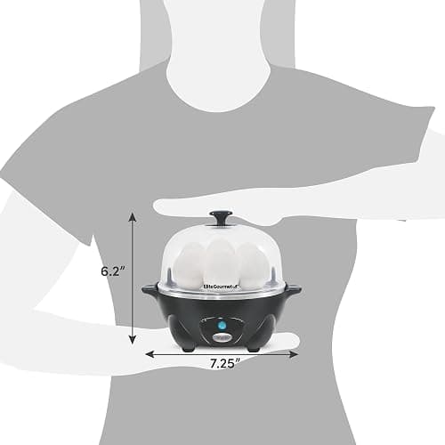 Elite Gourmet EGC710DKG Rapid Egg Cooker, 7 Easy-To-Peel, Hard, Medium, Soft Boiled Eggs, Poacher, Omelet Maker, Auto Shut-Off, Alarm, 16-Recipe Booklet, BPA-Free, Ash thumbnail 3