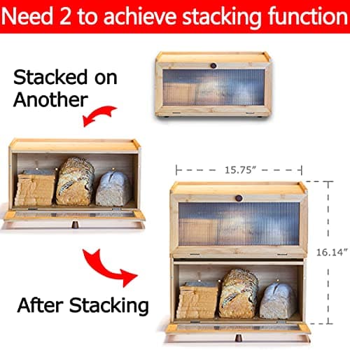 ETMI Bamboo Bread Box for Kitchen Counter-Large Capacity Bread Storage Container Farmhouse Bread Box with Window Bread Holder thumbnail 6