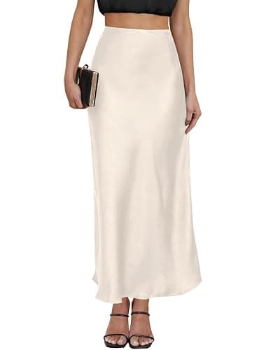 Women's Satin Maxi Skirt High Waisted Elastic Waistband Silk A-Line Casual Party Leopard Print Long Skirts for Women - Image 1