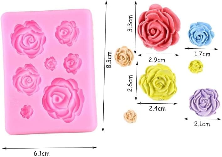 2PCS Rose Flowers silicone molds Cake Chocolate Mold wedding Cake Decorating Tools Fondant Sugarcraft Cake Molds thumbnail 3