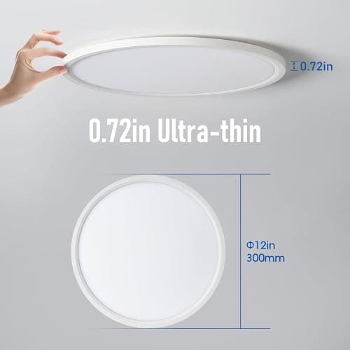 6 Pack 12 Inch Hardwired Dimmable LED Flush Mount Ceiling Light Fixtures, 24W 2640LM 3000K/4000K/5000K, House Upgrade Led Lights for Bedroom Hallway Laundry Room Rental Units, 240W Equiv., White thumbnail 4