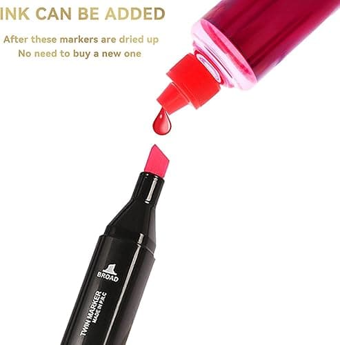 WELLOKB Alcohol Markers, 80 Colors Dual Brush Tip Permanent Art Markers, Coloring Marker, for Book Painting Card Making, Christmas gift for Adults Kids 8-12 - Black-80PCS thumbnail 7