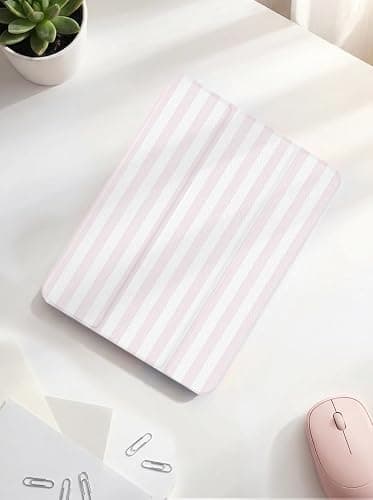 Jngnpn Case for iPad A16 11th Generation 11 Inch 2025, iPad Case 10th Generation 10.9 Inch 2022, Slim Lightweight Soft Trifold Back Cover with Pencil Holder & Auto Sleep/Wake Cover,Pink Stripes thumbnail 2