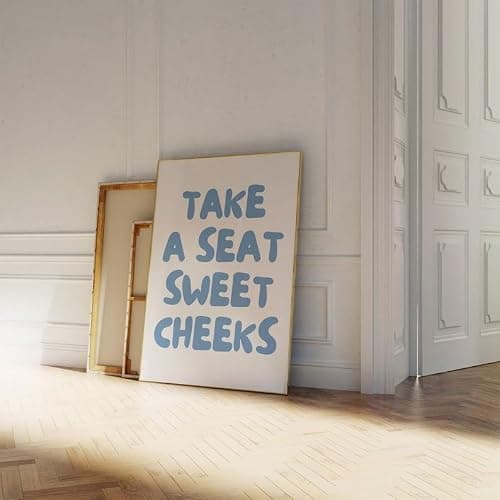Blue Retro “Take A Seat Sweet Cheeks” Wall Art, Funny Quote Poster Print, Bathroom Wall Decor, Guest Room Home Decor (Unframed) (11x14) thumbnail 4