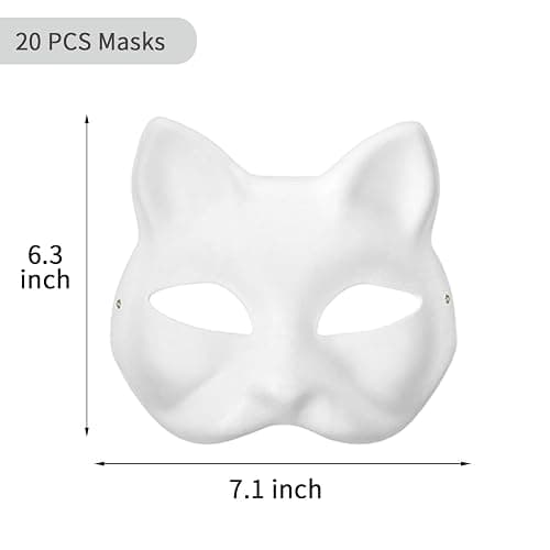 XIPEGPA Therian Masks White Paper Cat Masks to Painted Animal Cosplay Facemask Masquerade Mask Costume Prop for DIY Painting thumbnail 2