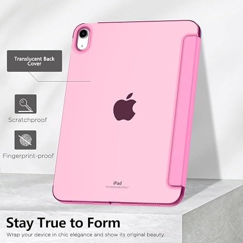 MoKo Hülle für iPad (A16) 11. Generation 11 Zoll 2025, iPad 10. Generation 10,9 Zoll 2022, Schlanke Stand Schutzhülle mit Hart PC Transparent Rückseite, Unterstützt Touch ID, Pfingstrose thumbnail 6