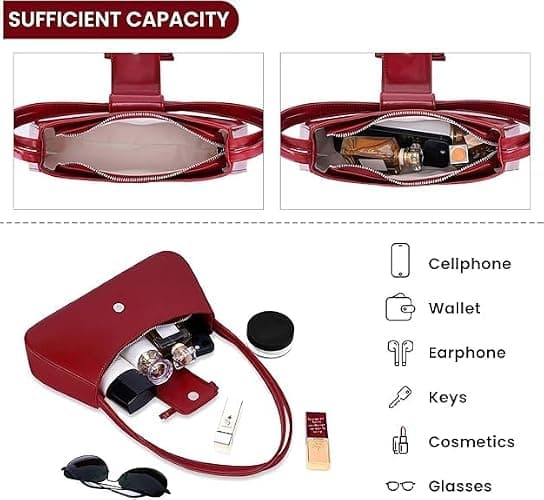 Demiawaking Damen Umhängetasche, Coquette Schleife Geldbörse für Frauen, Y2k Hobo Handtaschen, Trendy Clutch Geldbörse Leder Unterarmtasche - Rot thumbnail 5