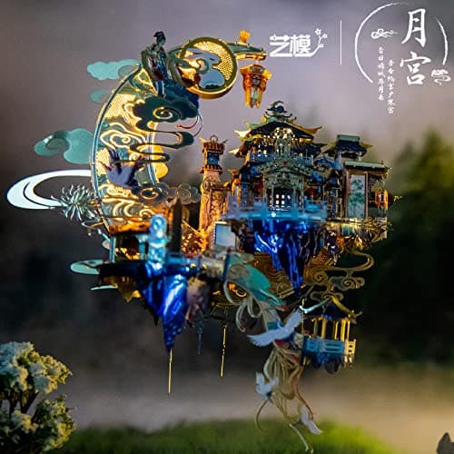 MU Moon Palace 3D Metal Puzzles for Adult to Build with Lighting Holder, DIY Metal Model Kits Building, Birthday Mother Day Mom Gift Desk Decor thumbnail 5