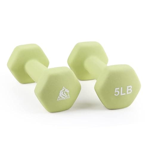 LIONSCOOL Set of 2 Neoprene Coated Dumbbell Hand Weights, Anti-Slip and Anti-Roll Hex Dumbbells in Pair for Strength Training, Resistance Training - Image 1