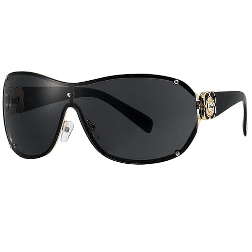 Breaksun Fashion Oversized Y2K Sunglasses for Women Men Luxury Wrap Around Shield Sun Glasses Trendy Rimless Shades - Image 1
