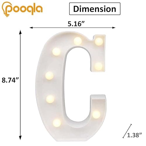 Pooqla LED Marquee Letter Lights Sign, Light Up Alphabet Letter for Home Party Wedding Decoration C thumbnail 2