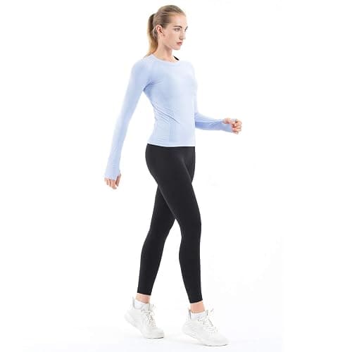 MathCat Seamless Workout Shirts for Women Long Sleeve Yoga Tops Sports Running Shirt Breathable Athletic Top Slim Fit thumbnail 2
