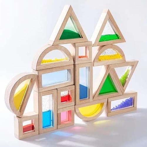 Large Wooden Building Blocks for Toddlers Baby Kids 16 Pcs Rainbow Blocks Geometry Sensory Stacking Construction Toys Set Colorful Preschool Learning Educational Toys for Boys & Girls… thumbnail 4