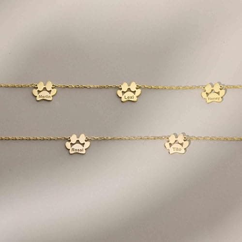 RESVIVI Personalized Cute Dog Cat Paw Name Necklace Forever Love Custom Heart Pendant Pet Name Necklace Gift for Pet Lovers thumbnail 5