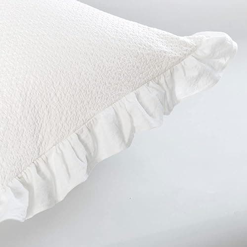 Pillow Shams Set of 2 Pure Cotton Champray Ruffled Edge,Thick and Solid Washed Dobby Heavy Fabric (Standard 20x26 inches) thumbnail 8