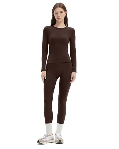 SUUKSESS Women 2 Piece Workout Set Tummy Control Legging Long Sleeve Workout Top - Image 1