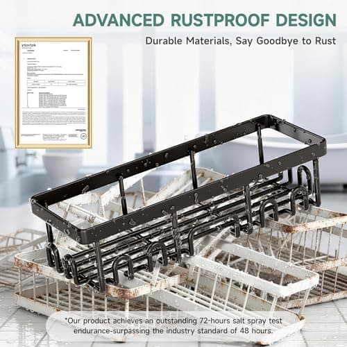 Veken Shower Caddy 6-Pack, Advanced Rustproof Design, No Drilling Adhesive Shelves, Rack with Soap Holder, Large Capacity Bathroom Organizers and Storage, Wall-Mounted Kitchen & Home Decor, Black thumbnail 4
