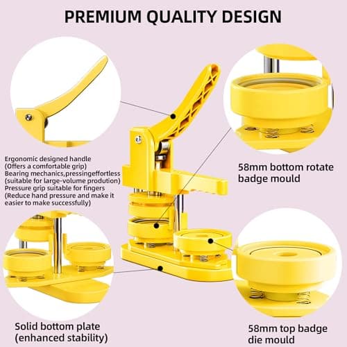 Freeingbag 58mm Button Maker Machine Kit, Installation-Free Button Pin Maker & Pin Maker Machine with 100 Sets Supplies, Circle Cutter & Bonus DIY Accessories for Badges, Crafts & School Projects thumbnail 5