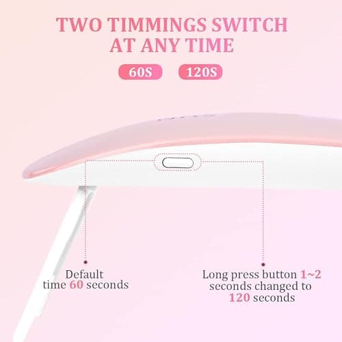 URAQT Mini Gel Nail Lamp, Portable Professional 6W UV LED Gel Nail Dryer with USB, Curing Lamp Professional Nail Art Tool Accessory for All Gel Nail Polish, Mother Gifts thumbnail 3