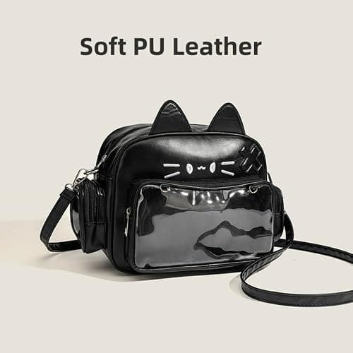 Cat Ita Bag Pin Display Backpack for School PU Leather Preppy Backpack for Girl Y2k Single Shoulder Crossbody Bag thumbnail 6