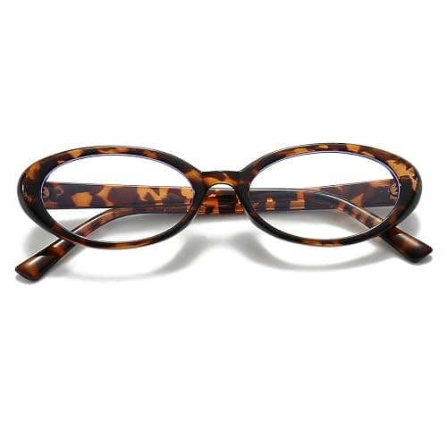 JOVAKIT Oval Blue Light Blocking Glasses for Women Men Vintage Fashion Small 90s Retro Oval Frame Style Eyeglasses thumbnail 3