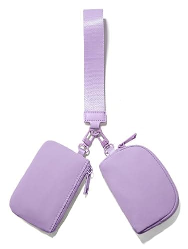 Viverte Mini Zip Around Wristlet Wallets for Women Small Portable Coin Purse Dual Pouch Keychain Wristlet Preppy Things Cute Stuff Gifts for Teen Girls (Lavender) - Image 1