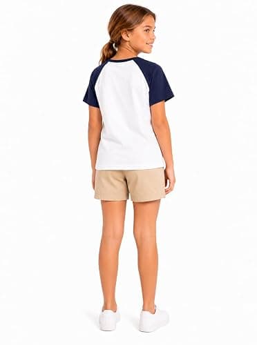 Ecolala Girls Shirts Crew Neck Contrast Raglan Short Sleeve Bow Graphic Tees Cotton Casual Cute Summer Tops thumbnail 6