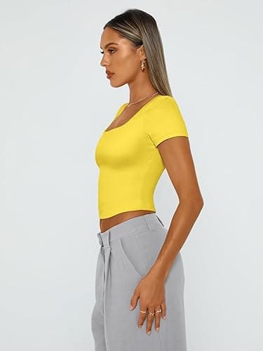Trendy Queen Tshirts Shirts for Women Double Lined Going Out Crop Tops 2025 Spring Summer Workout Y2k Clothes Beach Fashion thumbnail 4