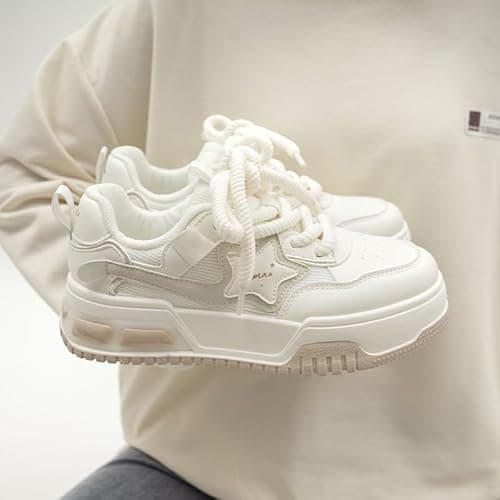 Cute Athleisure Star Shoes Chunky Platform Lace-up Comfy Non Slip Lightweight Softy Casual Sneakers Kawaii Y2K Pretty Pastel Retro Gifts for Women & Girls Back to School thumbnail 2