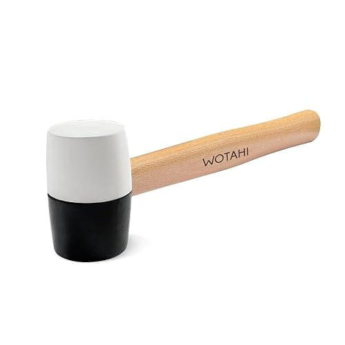 WOTAHI 8 Oz. Rubber Mallet Hammer with White and Black Double-Faced Soft Head, Hardwood Handle Small Hammer for Woodworking, Flooring, and Tile - Image 1