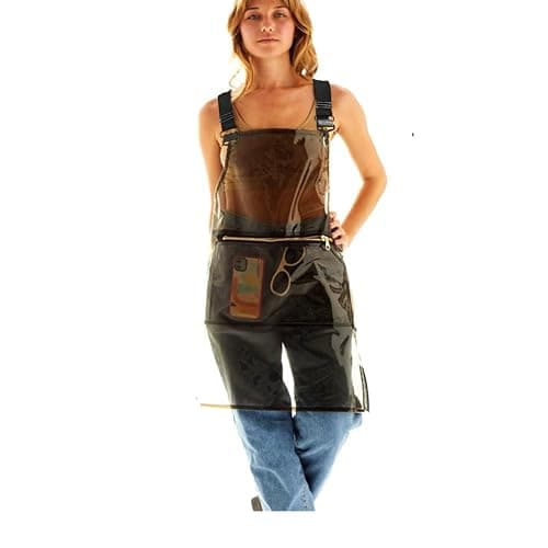 USCHAILIQIANG Hairstylist Aprons For Women Men With 3 Pockets Cross Back Adjustable Work Apron Soft Tpu Plastic Aprons - Image 1