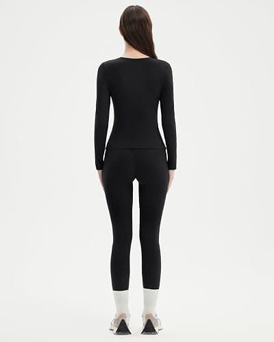 SUUKSESS Women 2 Piece Workout Set Tummy Control Legging Long Sleeve Workout Top thumbnail 2