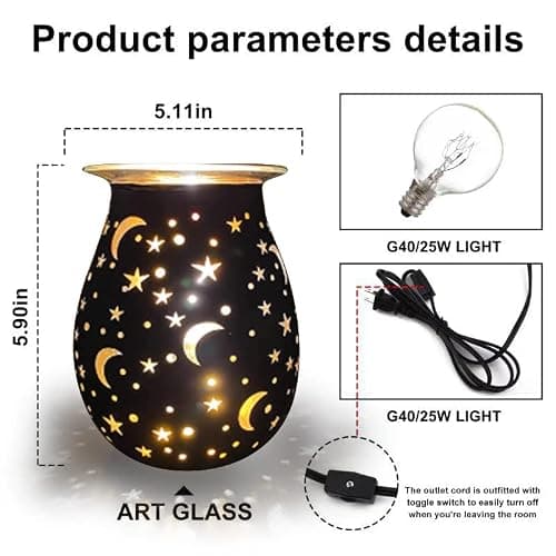 Wax Warmer for Scented Wax,Electric Glass Wax Melt Warmers Birthday Gift,Star Night Light Wax Burner Melter,Scented Oil Candle Warmer Wedding for Girl,Mom,Wife,Husband,Sister thumbnail 2