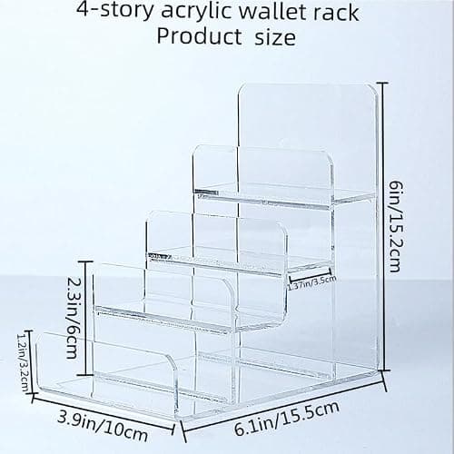 WEIHAOSKY Acrylic Wallet Display Stand Purse Handbag Organizer, Clear Jewelry Riser Display Stand Purse Display Rack, Acrylic Display Shelf for Cosmetic Perfume Jewelry Sunglasses Handbag (4 Tier) thumbnail 3