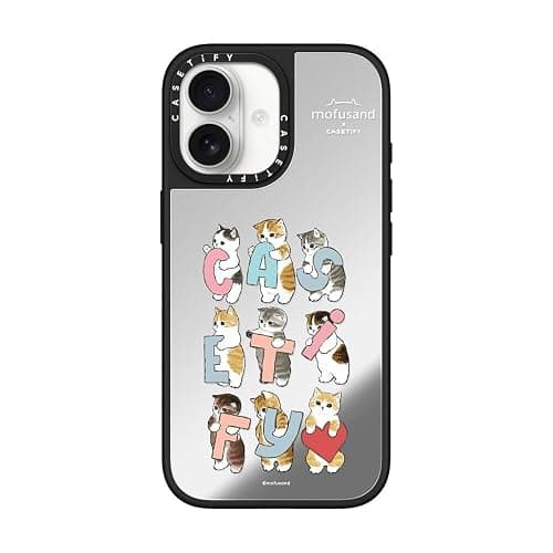 CASETiFY for iPhone 17 Case - Mirror Compatible with MagSafe | Reflective | 4.9 ft. Drop Protection | Cats-tify | Silver On Black - Image 1