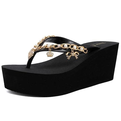 Juicy Couture Women’s Wedge Platform Flip Flops, Fashion Beach Sandals with Soft Footbed and Thong Style - Image 1